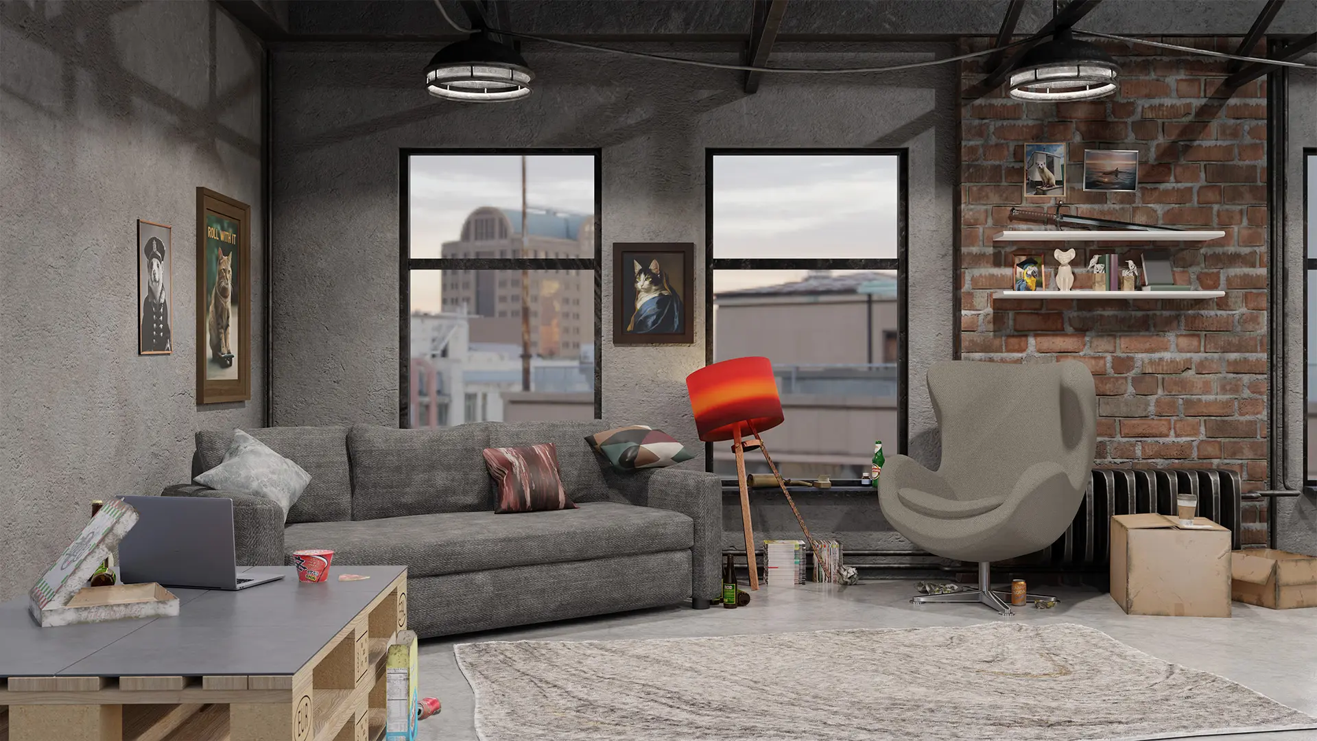 Render of the pack's apartment